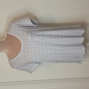 Anthropologie Lilka Size S, White with Navy Blue Motif Pattern Top NEW w/ Tags!